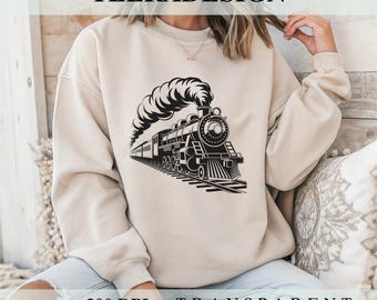 Vintage Train PNG – Locomotive Clipart | Railway Sublimation Design | Train Cut File for DIY Crafts & Gifts | Digital Download