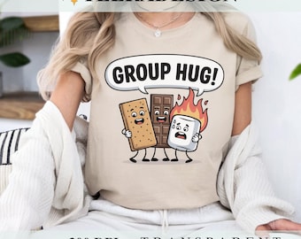 Funny Camping Lover PNG – Group Hug Smores Marshmallow Digital File – Outdoor Nature Camping PNG for T-Shirt Design – Sublimation Men Women