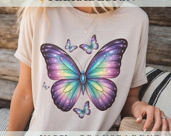 Iridescent Butterfly PNG – Glitter Butterfly Sublimation Design, Trendy Digital Download for T-Shirts & Sweatshirts