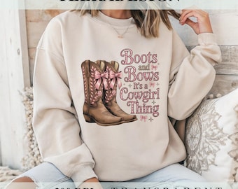 Boots and Bows PNG – Pink Western Cowgirl Sublimation Design | Country Rodeo Girl Clipart Digital Download