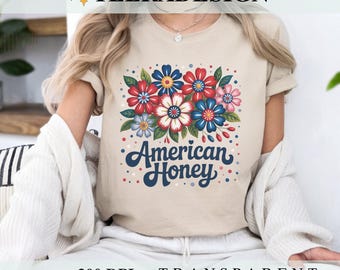 Floral USA Coquette png, preppy America Brushstroke 1776 design, American Honey-sublimatie voor 4 juli en Memorial Day