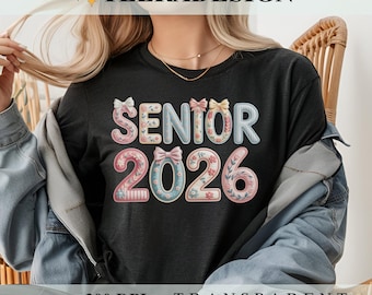 Coquette Lace Graduation Senior 2026 PNG – Preppy Class of 2026 Sublimatieontwerp, grafisch afgestudeerd shirt, DTF-print middelbare school senior