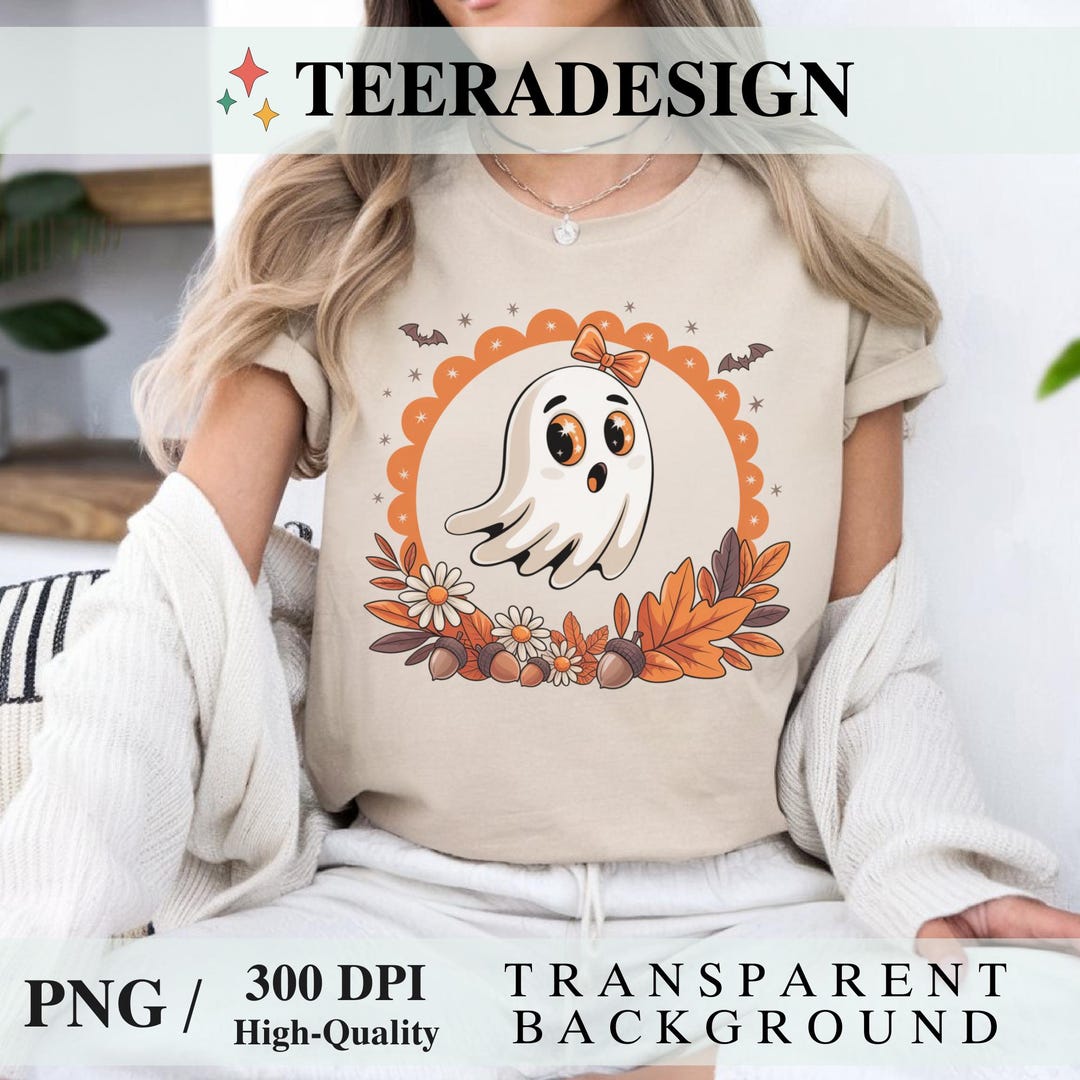 Cute Ghost PNG | Fall Halloween Sublimation Design With Bows and ...
