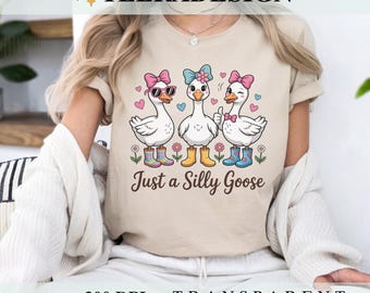 Lustige Gans Kokette PNG, Dumme Gans auf dem losen Sublimationsdesign, Frühling Glitter Boho Blumentierkunst für Mama Shirt