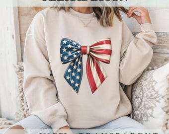 USA Flag Bow PNG – Retro 4th of July & Memorial Day Sublimation Clipart | Patriotic American Bow T-Shirt Design Digital Download