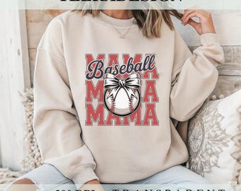 Baseball Mama PNG - Kokette Bogen Spieltag Sublimations Design für Baseball Mütter | Digitaler Download für T-Shirt Design