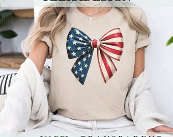 USA Flag Bow PNG – 4th of July Sublimation Clipart | Retro American Patriotic Bow for Memorial Day Shirt Design | Digital Download