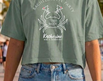 Bachelorette Party T-Shirts. Personalized Bridal Party Gift. Coastal Bride Trip Tee. Coast Beach Wedding. Last Toast. Funny Crab Shirt.