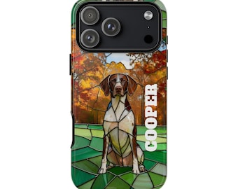 Stoere hoesjes, glas-in-lood hoes gepersonaliseerd voor iPhone Samsung, hondenliefhebber cadeau, beschermende telefoonhoes, aangepast