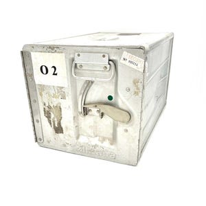 Original Alitalia Aircraft Galley Box – Airline Catering Container 1998 – Industrial Aluminum Airline Storage – Aviation Decor