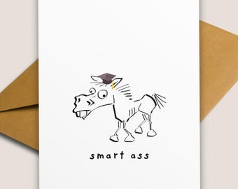 Funny  Animals Pun Graduation Congratulations Greeting Card  for Grads Degree Congrats Gift