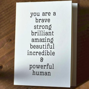 You Are Brave Strong Beautiful Card – Empowering Affirmation Gift, Mental Health, Self Love, Encouragement for Her or Friend&quot;