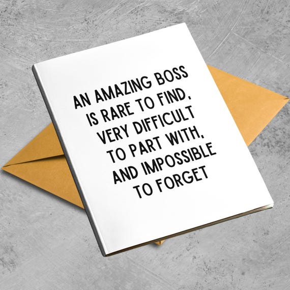 Boss Appreciation Card Thank You Leader Mentor Farewell Manager Coworker Office Gratitude Note