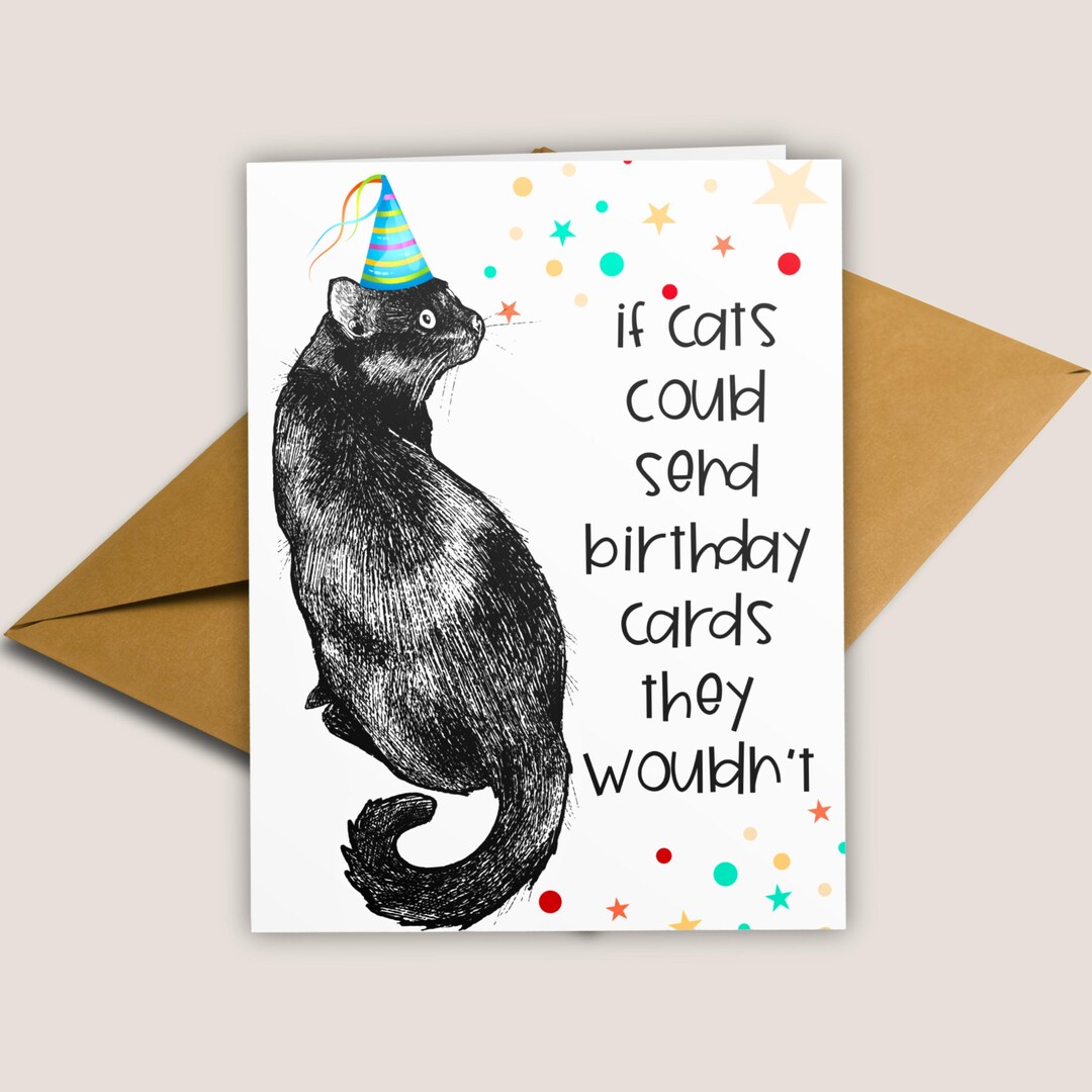 Funny Cat Birthday Card Sarcastic Humor Pet Lover Greeting for Him Her ...