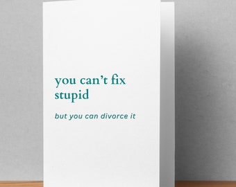 Funny Divorce Card: You Can't Fix Stupid