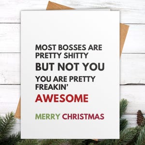 Funny Christmas Card, Merry Christmas Boss Holiday Card, Humorous Christmas Card for Boss, Funny Christmas Gift for Boss Man Lady