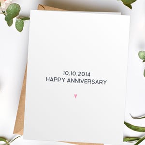 Personalized anniversary date card, happy anniversary card, anniversary card for wife husband ,  cute anniversary card