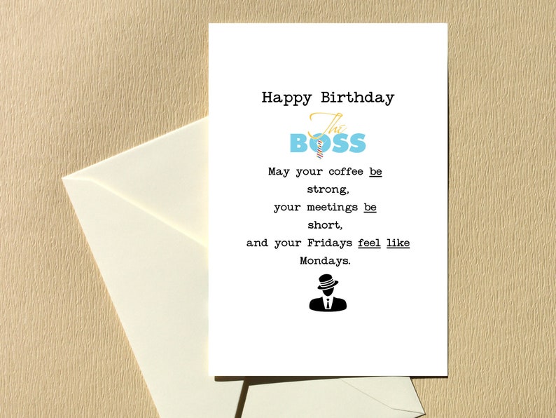 Printable Funny Birthday Card, Boss Birthday Card, Humorous Birthday ...