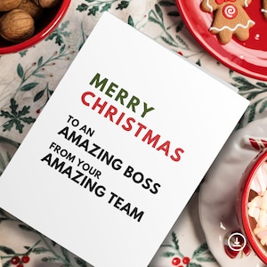 Tarjeta imprimible de felicitación navideña para el jefe, tarjeta divertida para el jefe, descarga instantánea, regalo para el jefe, compañero de trabajo