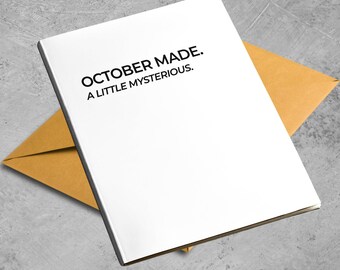 Tarjeta de cumpleaños divertida de octubre: un saludo moderno, minimalista, único y original para amigos, pareja o familiares.