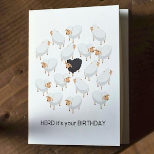 Funny Animal Birthday Card, Herd It&#39;s Your Birthday Card, Sheep Birthday Card, Birthday Card with Animals, Herd of Sheep, Flock of Sheep