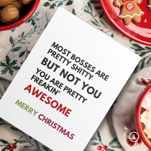Druckbare lustige Weihnachtskarte, frohe Weihnachten Chef Feiertagskarte, humorvolle Weihnachtskarte für Chef, lustiges Weihnachtsgeschenk für Chef Mann Dame