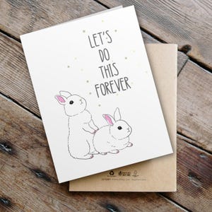 Let&#39;s Get Naked Funny Anniversary Card - Special Bunny Love Card, Cute anniversary card, cute valentines card, hearts, pink card
