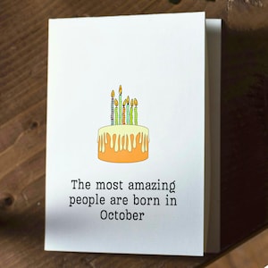 October Birthday Card – All the Amazing People Are Born in October, Libra or Scorpio Gift, Funny Zodiac Greeting, Astrology Card