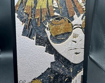 Urban Anime Warrior Filament Portrait – 3D Printed Framed Wall Art