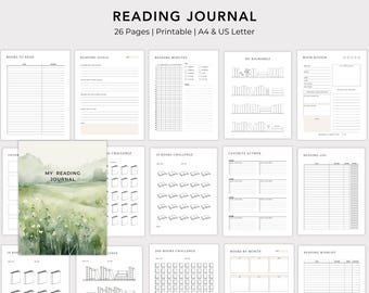 Lese-Journal zum Ausdrucken: Buch-Tracker & Challenges (Digitaler Download)