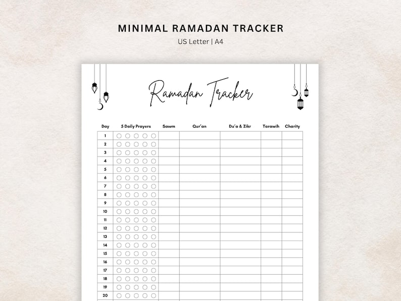 Ramadan Planner 2026 Printable | Minimal Ramadan Tracker PDF | Prayer ...