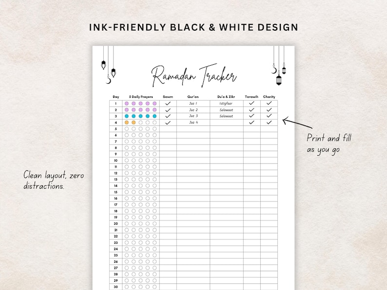 Ramadan Planner 2026 Printable | Minimal Ramadan Tracker PDF | Prayer ...