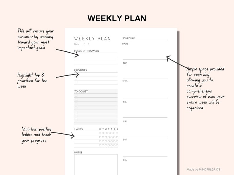 Printable Daily Weekly Monthly Planner Set (instant Download) Etsy