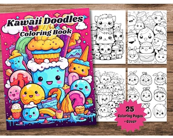 Kawaii Doodles Malbuch, süsse Charaktere (PDF)