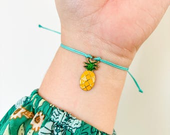 Pineapple Charm Bracelet: Tropical Summer Fruit Jewelry