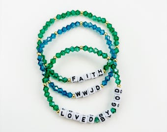 WWJD Crystal Bead Bracelet: Religious Gift, Christian Jewelry