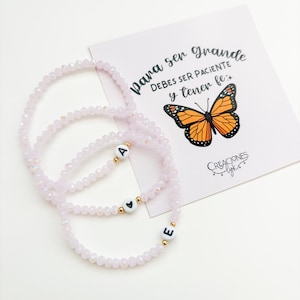 Delicada pulsera con iniciales, pulsera de cristal personalizada, pulsera de cuentas con letras iniciales, regalo de cumpleaños para amigos, regalo de amigo secreto para compañeros de trabajo