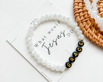 WWJD Crystal Bead Bracelet: Religious Gift, Confirmation, Baptism