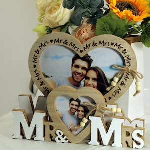Wooden Heart Photo Frame, Custom Photo Frame, Home Decoration, Wedding Anniversary Wooden Frame,Photo Frame for Mom, Dad,Wedding Photo Frame