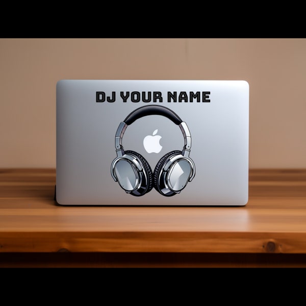 Personalisierter Laptop-DJ-Aufkleber / Aufkleber - Kopfhörer-Aufkleber personalisieren - perfektes Geschenk für professionelle DJs, Musikliebhaber, Flugkoffer; CH1