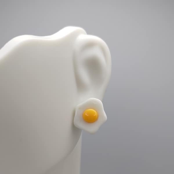 Cute silly fried egg stud earrings