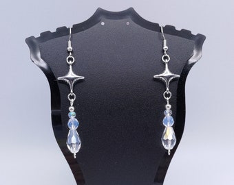 Celestial stardrop earrings, ethereal crystal silver teardrop