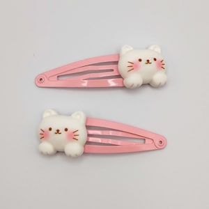 Kawaii cat pink hair clips 2pc set, kitty