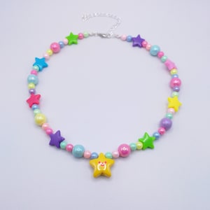 Cute silly colorful star necklace, kidcore, decora, rainbow