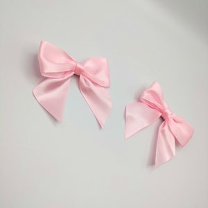 Satin bow hair clip 2 piece set, coquette, pastel pink image 7