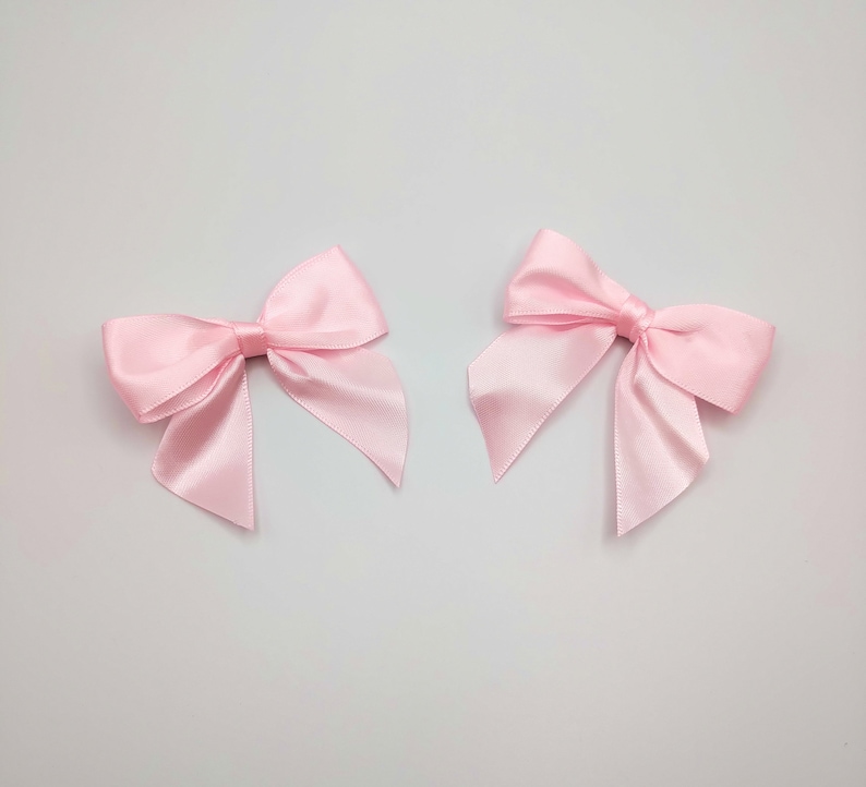 Satin bow hair clip 2 piece set, coquette, pastel pink image 4