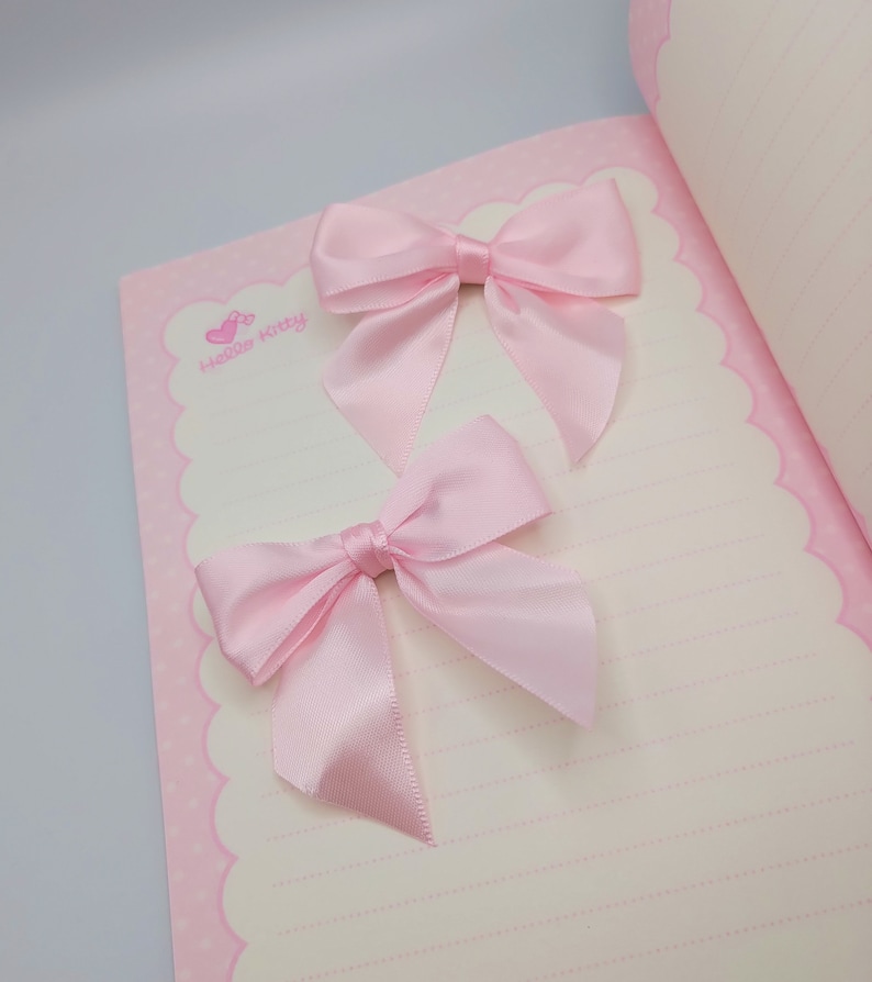 Satin bow hair clip 2 piece set, coquette, pastel pink image 6