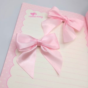 Satin bow hair clip 2 piece set, coquette, pastel pink image 9