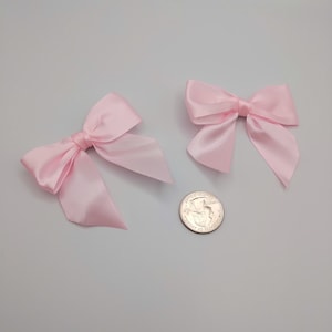 Satin bow hair clip 2 piece set, coquette, pastel pink image 10