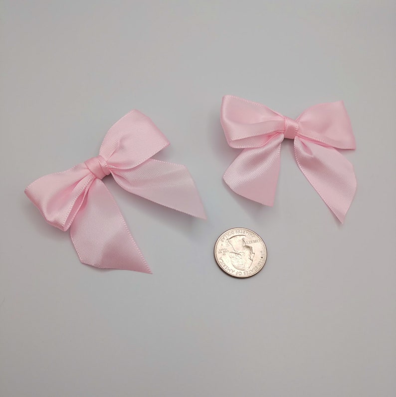 Satin bow hair clip 2 piece set, coquette, pastel pink image 10